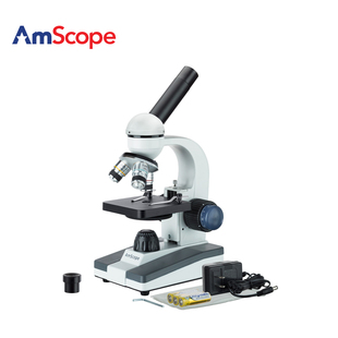 640X生物复合显微镜家庭学校科学实验教学学生显微镜 AmScope 40X