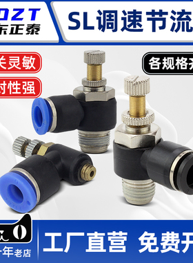 气动气管快速接头节流阀SL8-02调节阀门可调气缸SL6-M5 6-0110-03