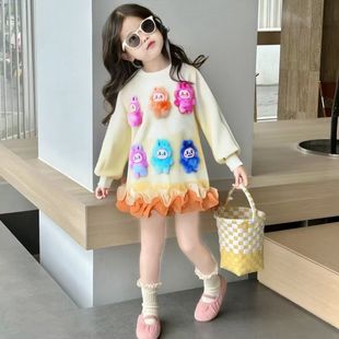 女童2026新款纯棉卫衣裙女孩连衣裙洋气儿童韩版宽松可爱休闲裙