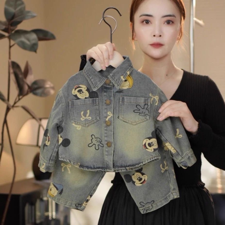 女童牛仔套装2025新款儿童春秋洋气时髦中小童女孩秋装长袖两件套