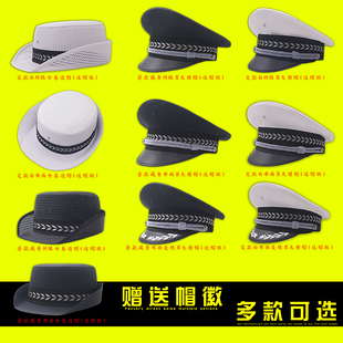 白色大檐帽单位春秋交巡保安男网眼大盖帽平顶夏执勤交戴大沿帽子