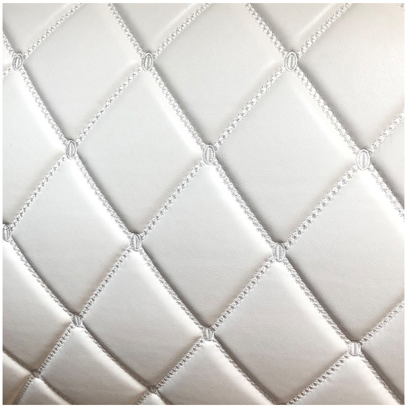 刺绣软包皮革面料ktv背景墙加厚带海绵pu皮墙围白色菱形包ktv门墙