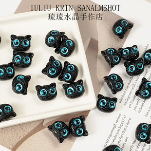 亚克力DIY可爱黑小黑猫配饰手机吊坠挂件手链项链钥匙包挂饰配件