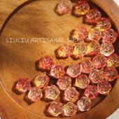 12mm冰透樱花花朵晕染琉璃玻璃散珠手工diy手链串珠材料饰品配件