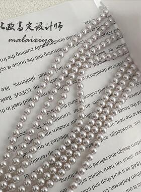 仿施家珍珠散珠白色玻璃贝珠圆珠手工串珠diy项链饰品配件材料