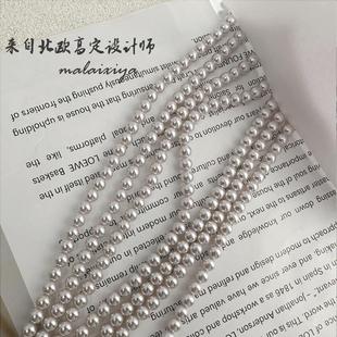 仿施家珍珠散珠白色玻璃贝珠圆珠手工串珠diy项链饰品配件材料