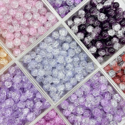 【30颗装】10mm琉璃爆花珠手工串珠diy手链项链散珠祖母绿碎花珠