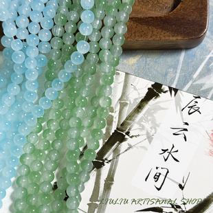 6mm新中式古风琉璃珠手串润珠玻璃散珠手工diy材料圆珠子饰品配件