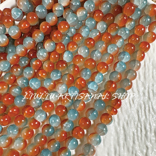 【50颗装】双色玉碎琉璃珠10mm散珠串珠手链玻璃手工diy材料配件