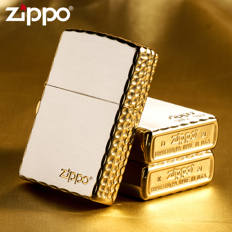 精美皮盒咬边玫瑰金打火机zippo