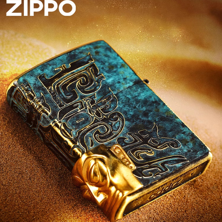 zippo打火机正版之宝三星堆面具煤油防风复古个性送男士礼物生日