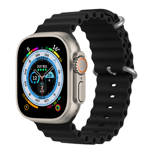 适用苹果手表Apple Watch8表带 watch ultra 49mm硅胶海洋表带表带iWatch7/6/5手表带se2编织41/44/45mm男女