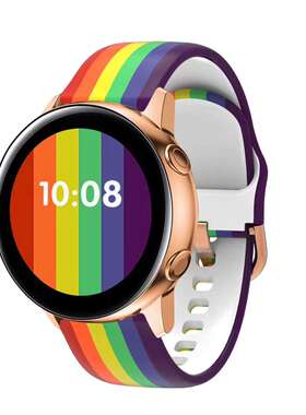 三星Galaxy Watch Active3彩虹手表带 active/2/40/41/45/44mm硅胶表带小米color/Haylou Solar运动表带20/22