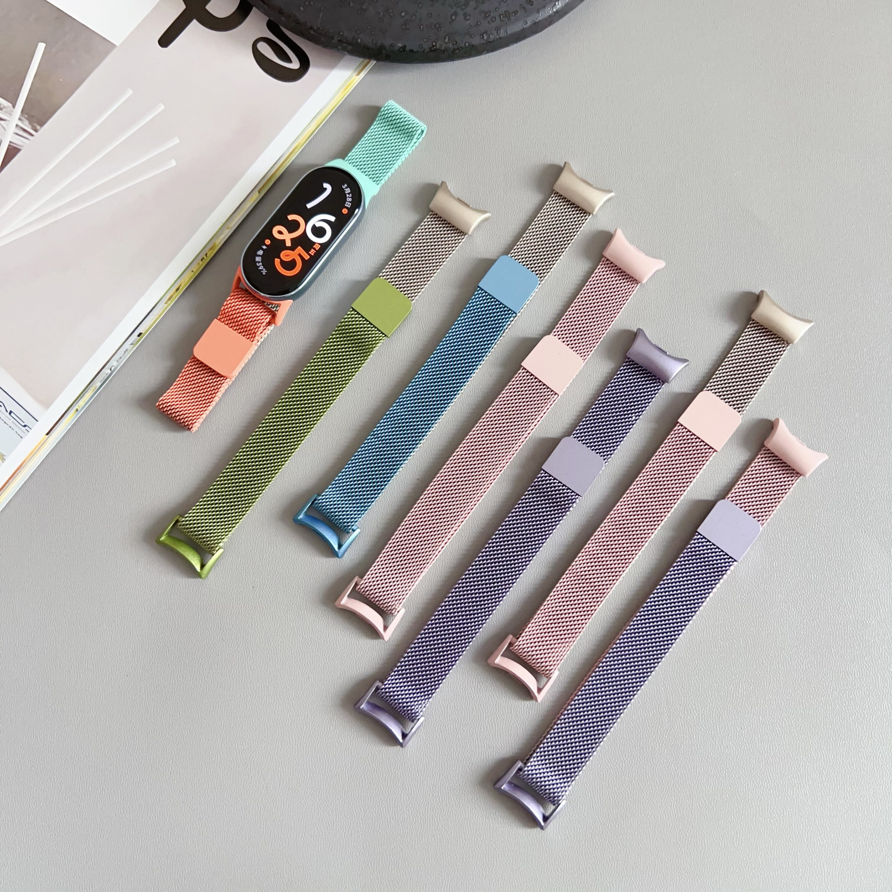 适用 小米手环8/9代米兰尼斯腕带男女不锈钢表带红米4/5代米兰渐变运动表带金属磁吸腕带手表链配件