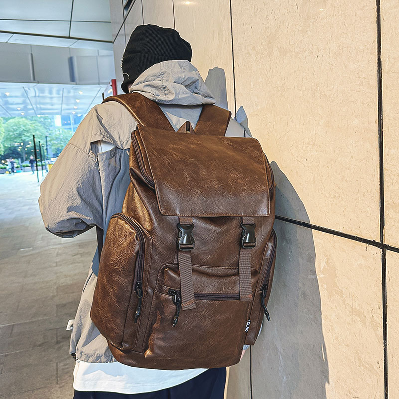 高级感复古百搭商务男士双肩包通勤大容量背包书包学生电脑旅行包