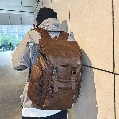 高级感复古百搭商务男士双肩包通勤大容量背包书包学生电脑旅行包