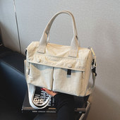 帆布包女大容量收纳旅行包百搭斜挎包休闲手提袋大学生上课托特包