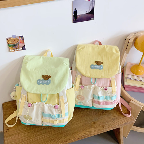 多巴胺高颜值双肩包女百搭日系ins大容量学生双肩包旅游出行背包