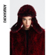 ANNAKIKI帽子 暗红色环保皮草雷锋帽毛茸茸帽子女 小众设计师款