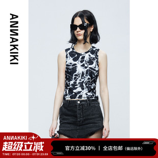 褶皱圆领背心无袖 ANNAKIKI背心吊带 短款 小众设计师款 上衣女 女装