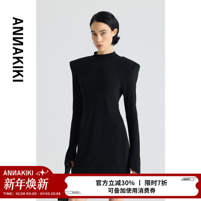 ANNAKIKI醋酸垫肩收腰修身连衣裙
