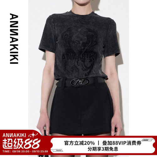 ANNAKIKI裙裤 冬装小众设计师款 黑色醋酸四芒星分割中腰裙裤女