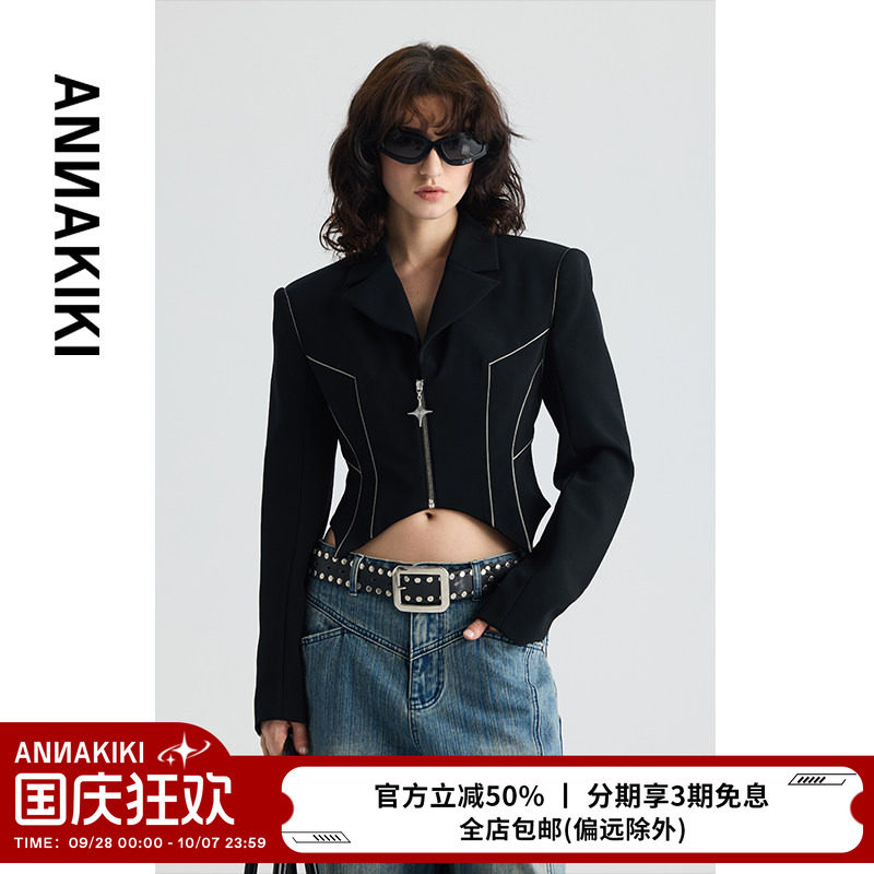 Annakiki醋酸星型下摆西装图片