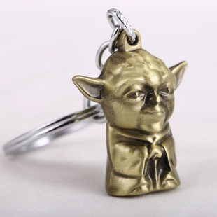 星球大战尤达宝宝钥匙扣绝地战士尤达大师立体金属汽车钥匙链挂件
