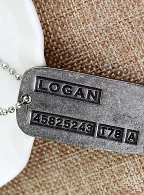 金刚狼3LOGAN周边同款双面复古狗牌合金项链挂吊坠饰罗根X战警
