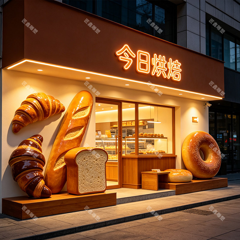 仿真面包模型雕塑玻璃钢烘焙店门雕塑