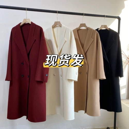 Двусторонное кашемировое шерстяное пальто, в западном стиле, средней длины