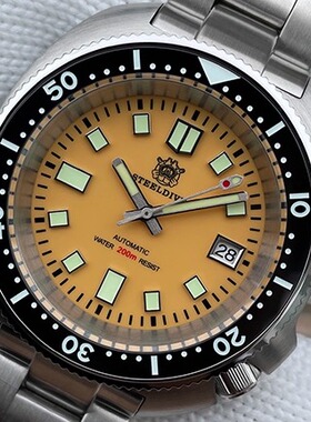 STEELDIVE钢潜复刻定制200M潜水机械手表鲍鱼6105-8110夜光防水男
