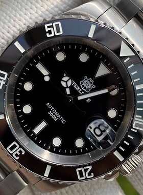 STEELDIVE钢潜定制潜水手表日本全自动机械夜光绿水鬼男商务军表
