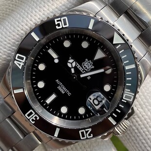 STEELDIVE钢潜定制潜水手表日本全自动机械夜光绿水鬼男商务军表