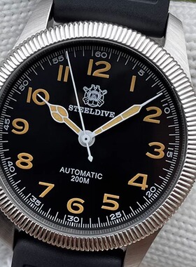 STEELDIVE专业精钢飞行潜水员手表硬币螺纹316L表壳机械夜光男士