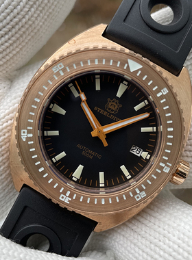 夏季复古德国CuSn8锡青铜NH35自动机械机芯500米防水潜水夜光手表