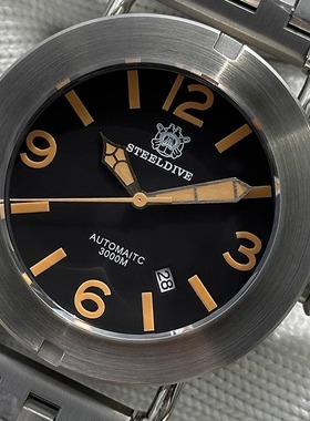 STEELDIVE钢潜定制3000M防水潜水拉砂大表盘机械运动NH35自动机械