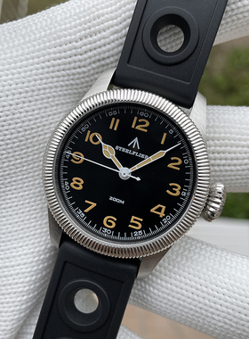 STEELFLIER钢飞专业领行员防水复古夜光VH31石英扫秒蓝宝石男士表