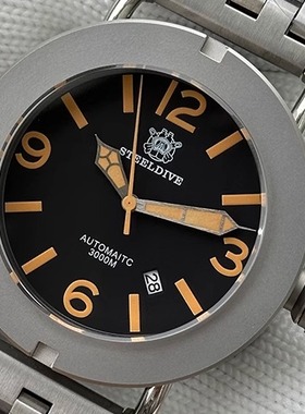 STEELDIVE钢潜定制3000M防水潜水喷砂大表盘机械运动NH35自动机械