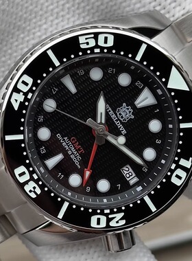 STEELDIVE新款GMT男士手表豪华蓝宝石自动机械表不锈钢防水潜水表