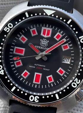 STEELDIVE钢潜经典鲍鱼6105机械蓝宝石夜光金枪鱼潜水手表男NH35A