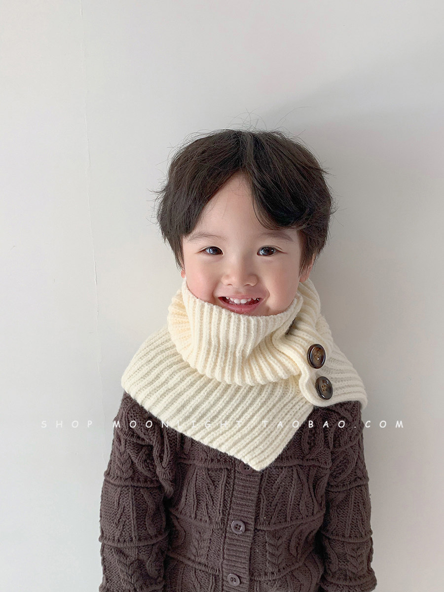 부모-자식 스타일 한국식 단추 어린이 스카프 옷깃 니트 가을 겨울 방풍 및 남성과 여성을위한 따뜻한  스카프