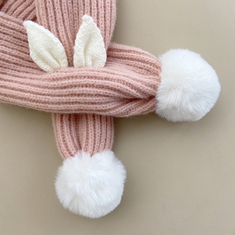 작은 귀 어린이 니트 귀여운 스카프 가을 겨울 소년과 소녀 방풍 및 따뜻한  모직 스카프