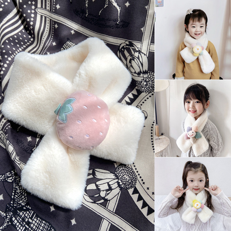 세토 모피를 모방한 어린이 스카프 가을과 겨울 소년 소녀를 위한 한국식 유행  플러시 스카프는 영 를 위해 두껍고 따뜻합니다