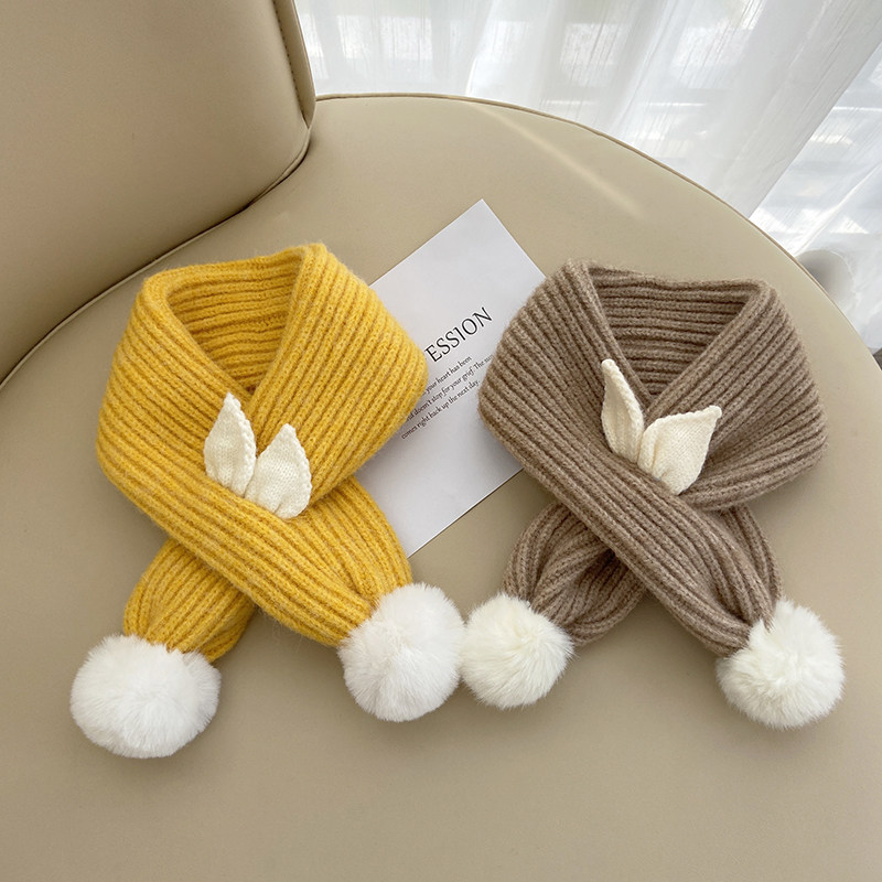 작은 귀 어린이 니트 귀여운 스카프 가을 겨울 소년과 소녀 방풍 및 따뜻한  모직 스카프