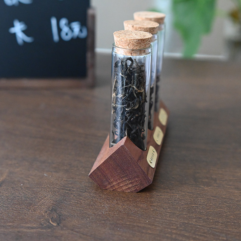 实木玻璃试管展示架透明茶叶小罐咖啡豆分装容器罐瓶密封陈列木质图片