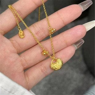 古法金包银硕果累累吊坠女大吉大利同心锁福牌项链锁骨毛衣链礼物