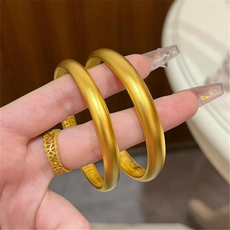 金包银泥鳅背手镯女宽面素圈手环