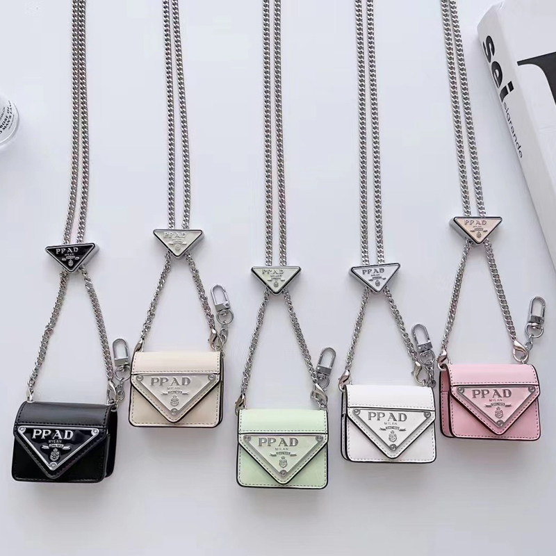 高级斜挎金属链条字母适用AirPods4耳机套pro2代无线蓝牙耳机软壳AirPodspro挂脖皮质保护套1/2代个性潮男女,3C数码配件,耳机保护套,淘宝优惠券,粉丝福利购,淘宝优惠卷