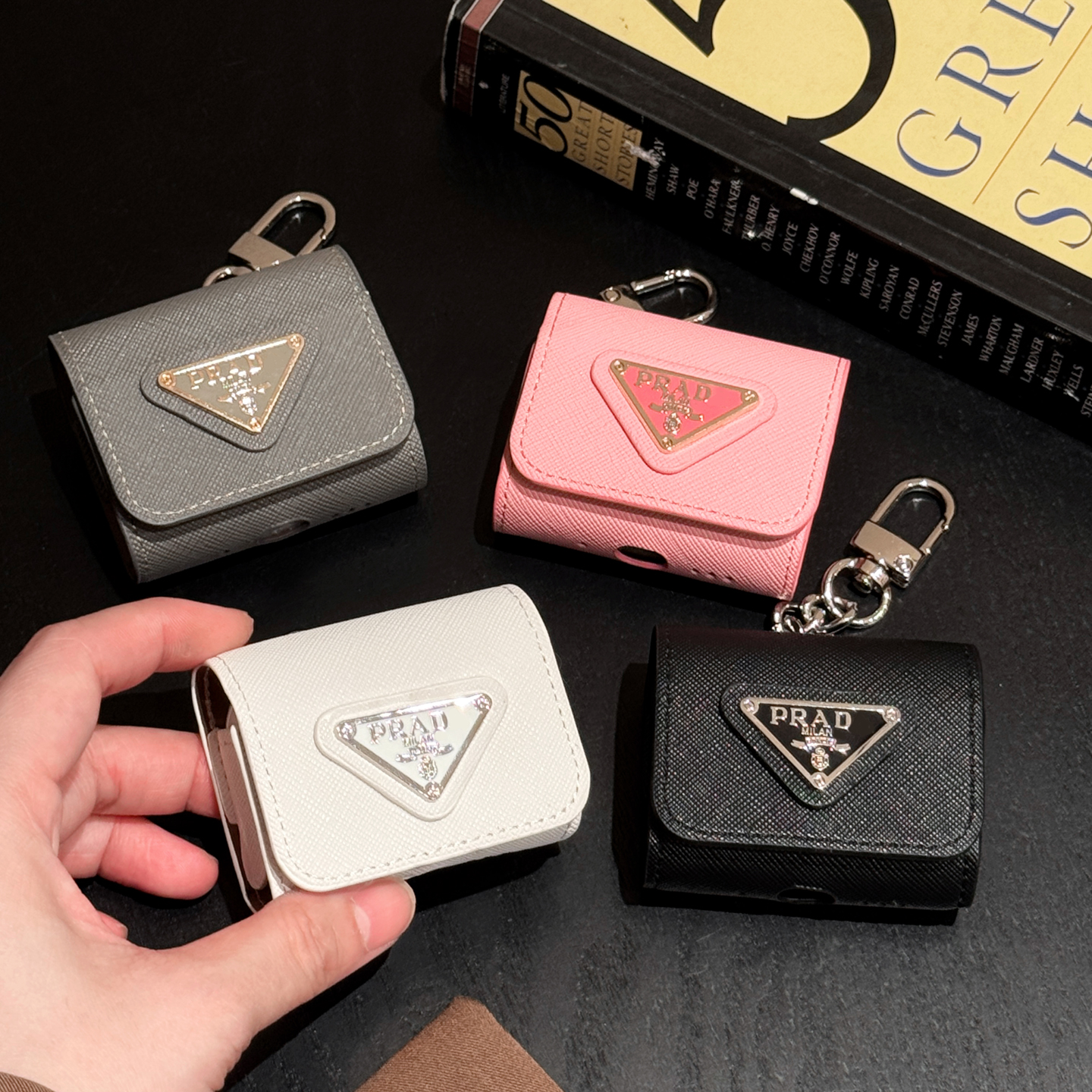 潮牌经典十字纹皮airpods保护套